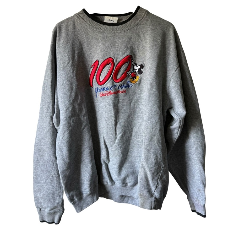 Vintage Disney Mickey Mouse 100 Years of Magic Pullover Crewneck Sweater Mens L